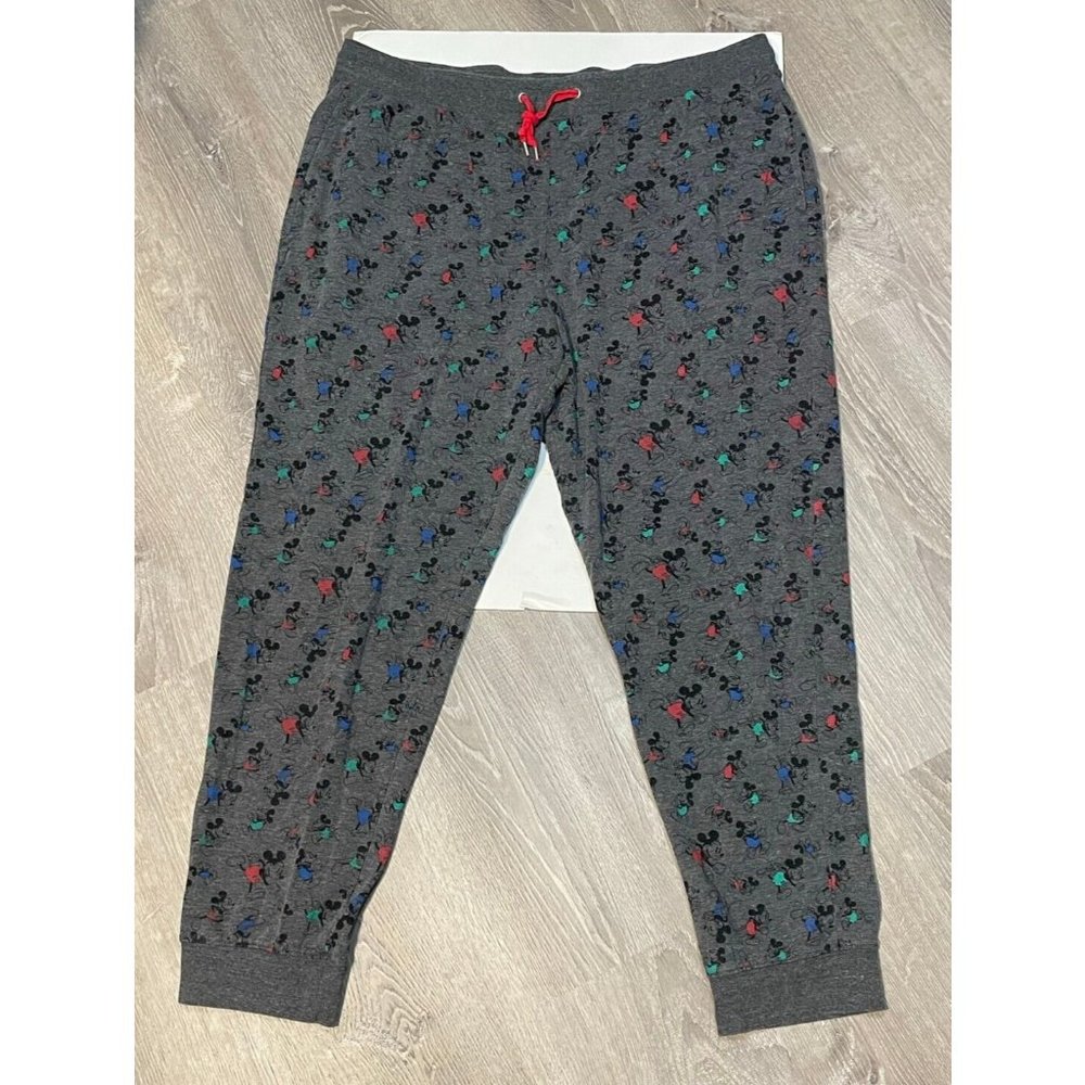 Disney Mickey Mouse sweatpants adult XL 40 x 33 drawstrings gray